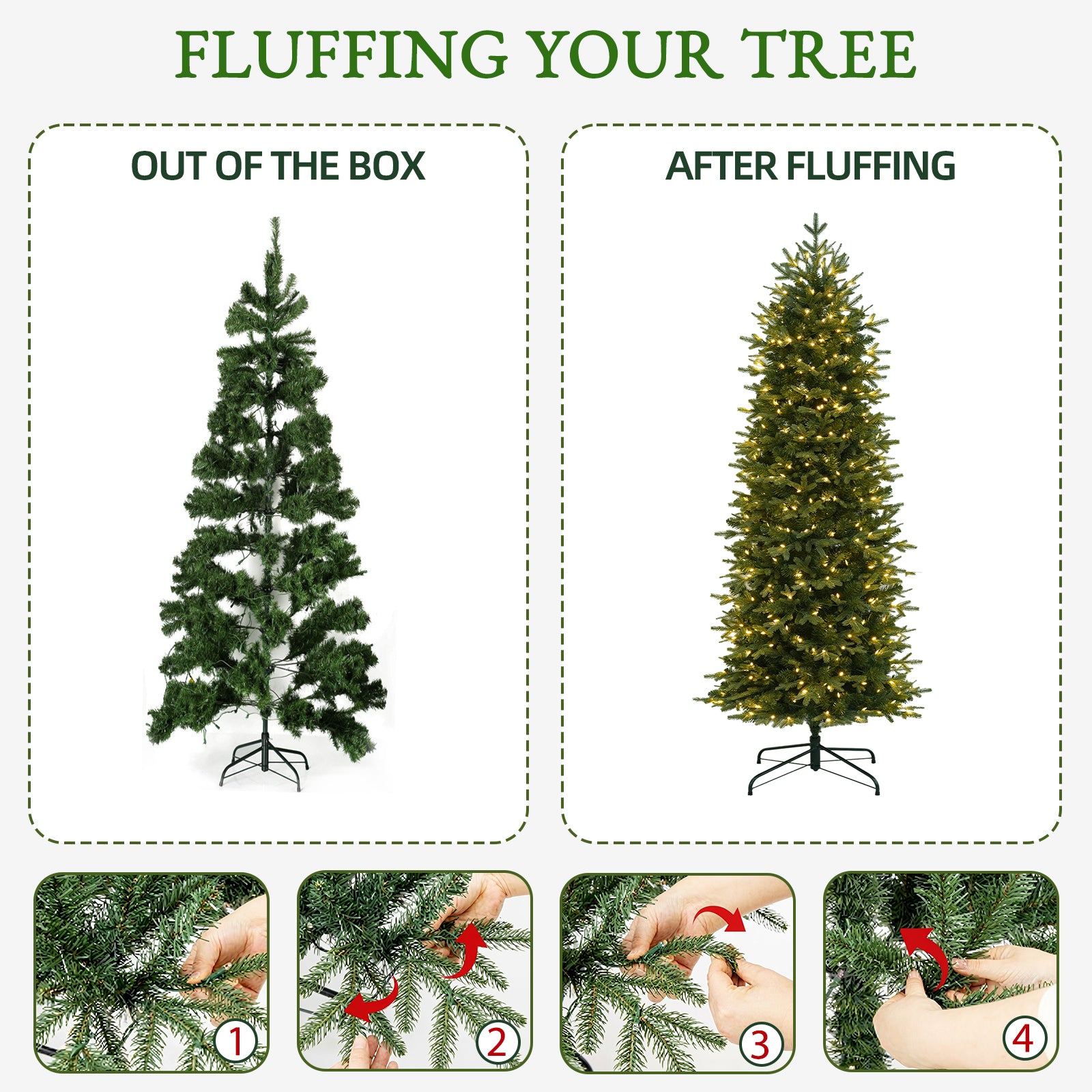 Vivatrees 6ft Pre-lit Slim Artificial Christmas Tree photo 7