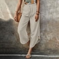 thumbnail image 2 of Ytndtr Women's Cotton Linen Wide Leg Pants Summer Flowy Wide Leg Beach Trousers with Pockets, 2 of 6