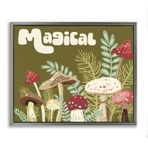 Stupell Industries Magical Botanical Mushrooms Botanical & Floral Painting Gray Floater Framed Art Print Wall Art, 31 x 25
