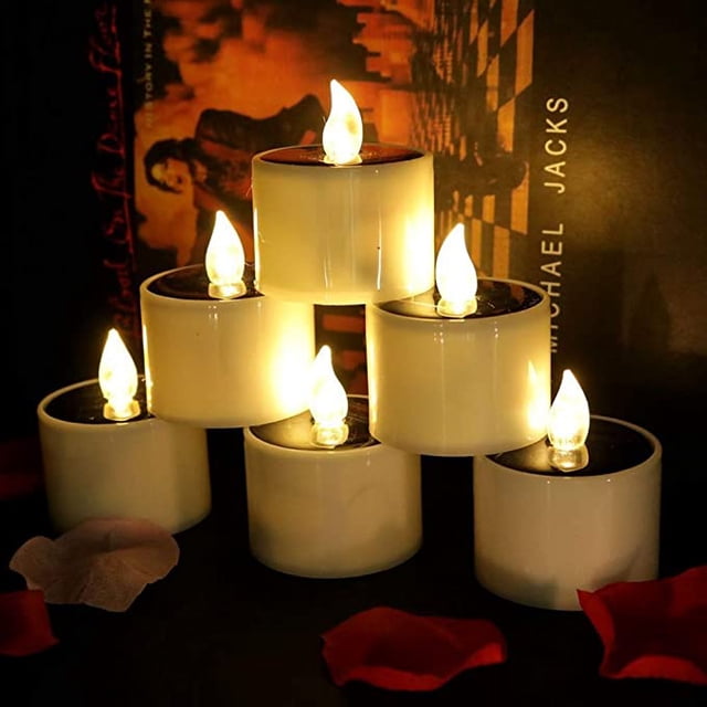 velas solares intermitentes, velas LED sin llama, perfectas para Navidad, decoraciones de San Valentín, centros de mesa, cumpleaños y bodas.