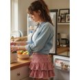 thumbnail image 4 of Women's Sweetheart Plaid Pleated Skirt, High Waisted A-Line Cake Hem Mini Skirts, Y2K Lace Trim Campus Casual Streetwear, 4 of 9