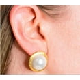 thumbnail image 2 of Kenneth Jay Lane Satin Gold Plated Simulated Pearl Clip Earrings, 2 of 3