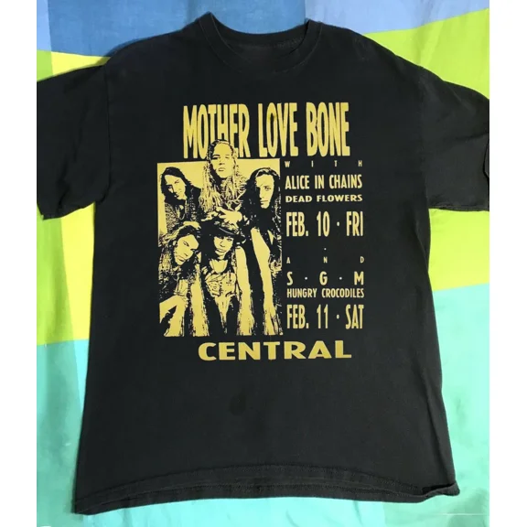 RARE Mother Love Bone band Central Tour Unisex T-Shirt UU990