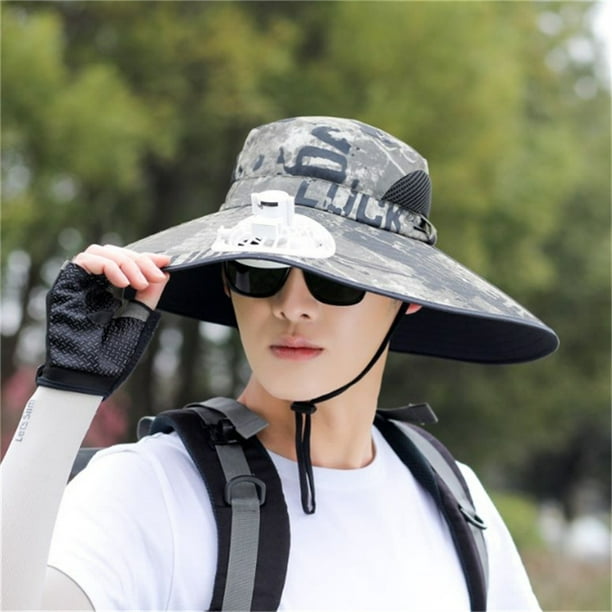 Leadingstar Outdoor Adjustable Bucket Cap With Lanyard Wide Brim Breathable  Sunscreen Quick-drying Fishing Hat 