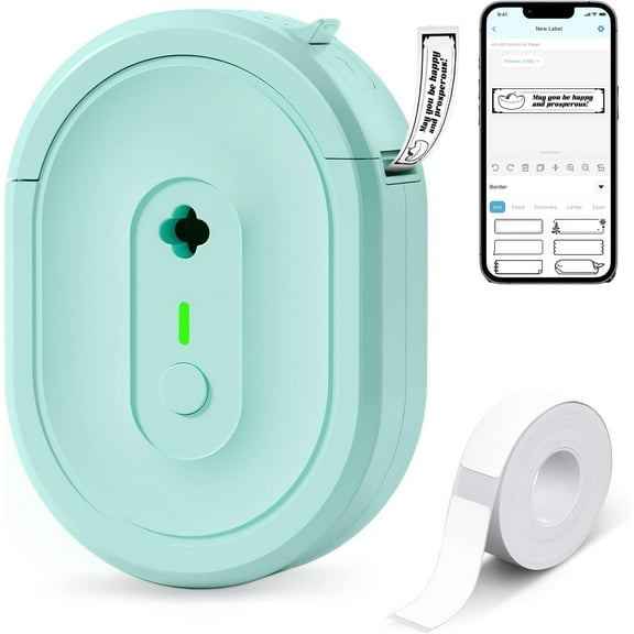 Label Maker Machine with Tape, N12 Portable Bluetooth Label Printer, Wireless Mini Label Makers Thermal Sticker with Multiple Templates for Home, Kitchen, School, Office Organization, Green