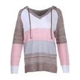 thumbnail image 4 of Women Casual Sweater Rib Knitted Long Sleeve Loose Fitting Pullover Hooded Drawstring Sweater, 4 of 6
