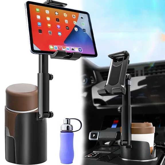 Car Cup Holder Phone Mount Universal Auto Cell Phone Tablet Stand & Drink Expand