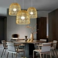 thumbnail image 4 of Walson Rattan Lamp Shade Rattan Chandelier Lampshade Light Fixture Cover Art Craft 25cmx26cm, 4 of 9