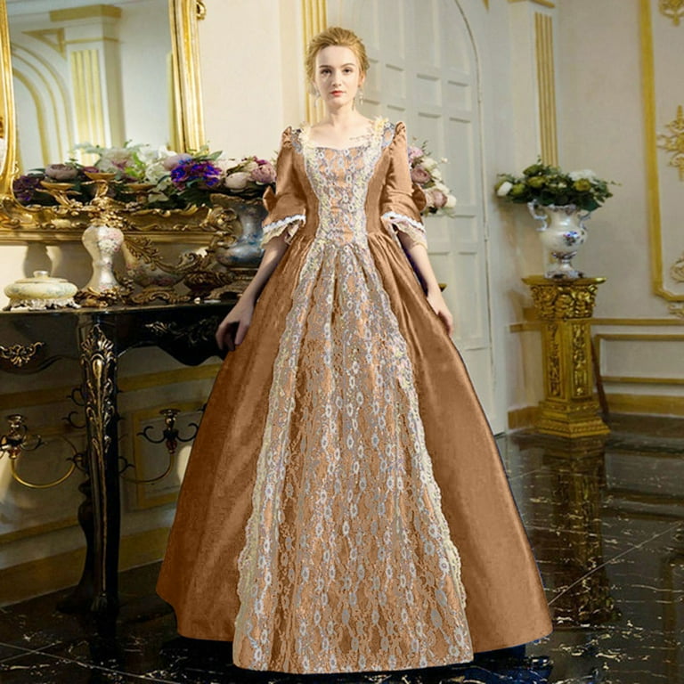 VMESZQFG Womens Gothic Royal Court Dress Gothic Lolita Dress 6xl Dresses For Women Plus Size Fashion Gothic Vintage Midi Dress Croset Long Flare Miku Brown L3 Walmart