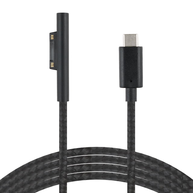 Reemplazo para Microsoft Surface Pro6 / Pro5 / 4/3/2 Cable de carga PD a tipo C Macho Nylon trenzado 1.5m 15V Eigraketly DZ7654-00