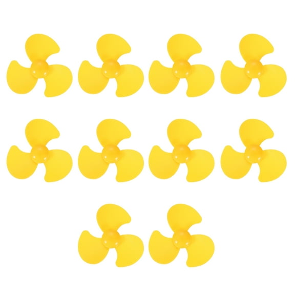 Uxcell 2mm DC Motor Shaft Propeller, 70mm Fan Shape 3-blade Plastic Round Propeller for DIY Model Airplane Science Education Toys Motor RC Boat Micro (Yellow, Pack of 10)