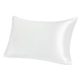 thumbnail image 1 of 19mm Snow White Silk Pillowcase for Skin Travel/20x14in Pillow Case with Zip, 1 of 6