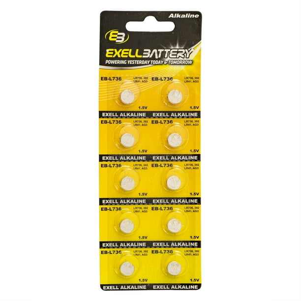 10pk Exell Eb L736 Alkaline 1 5v Watch Battery Replaces Ag3 Lr41 392 Walmart Com Walmart Com