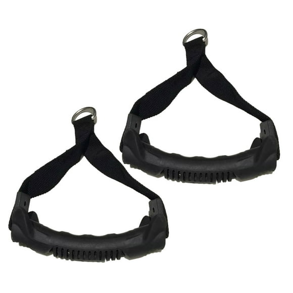 2 piezas de cuerda de tracción con anilla en D para entrenamiento de tríceps, barra en V para entrenamiento de fuerza y fitness (negro)