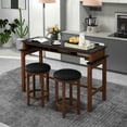 thumbnail image 3 of Canddidliike 3-Piece Home Bar Set with 2 Upholstered Bar Stools Outlets and USB Ports-Black, High Top Table, Kitchen Bar Height Table and Chairs for Dining Room, 3 of 10