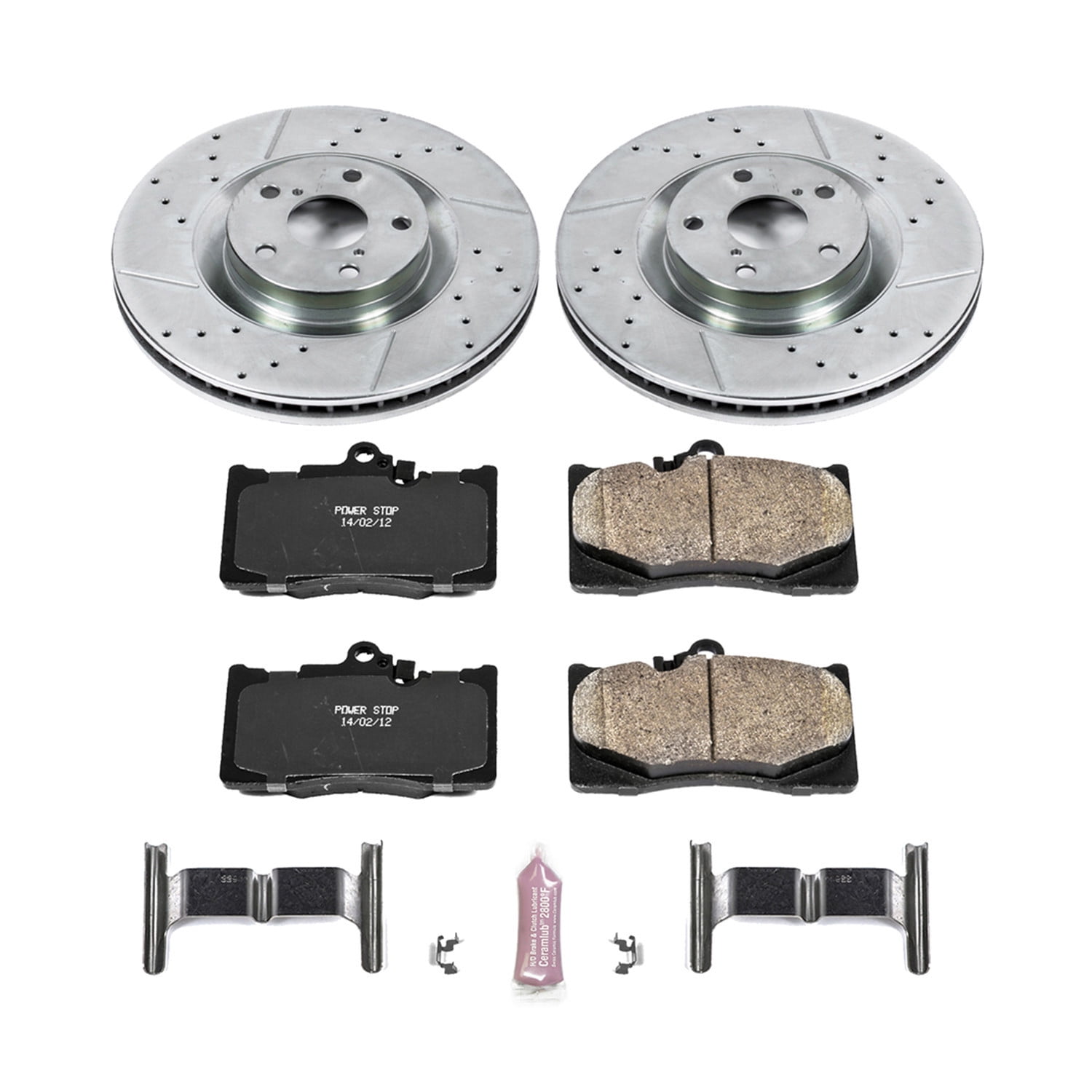 PowerStop Front Z23 Evolution Sport Carbon-Fiber Ceramic Brake Pad and Drilled & Slotted Rotor Kit Fits: LEXUS Select Models K6353