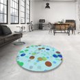 thumbnail image 4 of Ahgly Company Machine Washable Indoor Square Transitional Blue Hosta Blue Area Rugs, 8' Square, 4 of 7