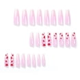 thumbnail image 3 of Valentine's Day Press on Nails Long Coffin Fake Nails Glossy Glue on Nails Ballerina Acrylic Nails Pink White Ombre Artificial Nails Kiss Lip Print Stick on False Nails with Design 24 pcs, 3 of 4