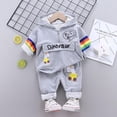 thumbnail image 4 of Spring New Boys Girls Clothes Set With Letters Dinosaur Pattern Hooded Long-Sleeved Trousers Two-Piece Children'S Jumpsuit, 4 of 6