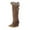 Khaki, variant on Fesfesfes Womens Snow Boots Long Boots Slip-on Velvet Lined Warm Boots Solid Color Shoes with Tassels Flat Knee High Boots 43(US:9.5)