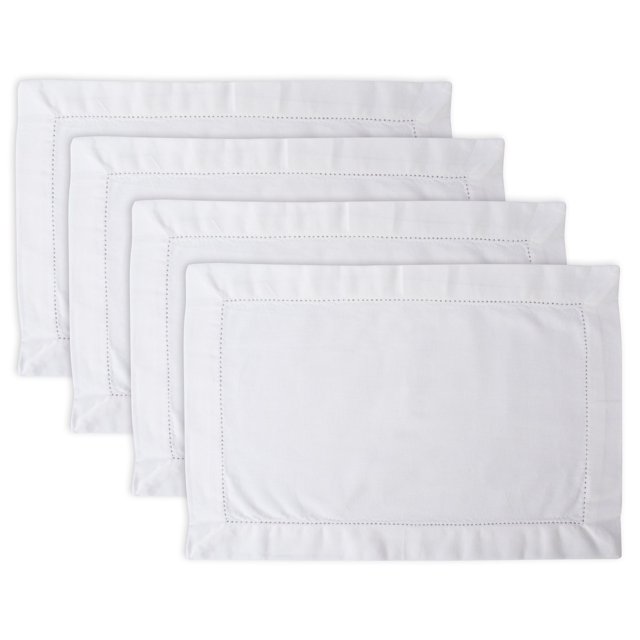 Set de 4 individuales rectangulares DII Hemstitch de algodón 30x46 cm