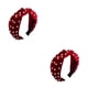 thumbnail image 3 of Minnieouse Diadema de franela con perlas, diadema antideslizante, aros para el pelo, diadema de plástico, tocado Vintage, buena elasticidad, para Rojo 2piezas, 3 of 6