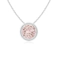 thumbnail image 1 of Angara Collier en Morganite Naturel - Pendentif Solitaire Rond en Morganite avec Lunette en Platine pour Femmes, 1 of 8