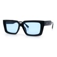 thumbnail image 6 of Retro Hipster Thick Beveled Frame Horn Rim Square Rectangle Sunglasses Black - Blue, 6 of 6