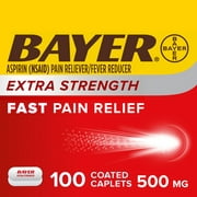 Bayer Extra Strength Aspirin Caplets, 500 mg, 100 Count