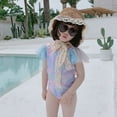 thumbnail image 6 of Gyratedream Gradient Color Sleeveless Lace Ruffle One-piece Swimwear Swimsuit With Big Back Bow For Kids Baby Girl, 6 of 10