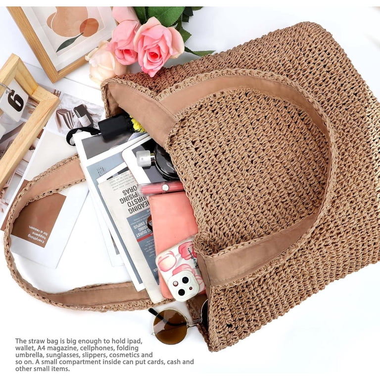 Gocvo Straw Beach Tote Bag, Boho Style Summer photo 4