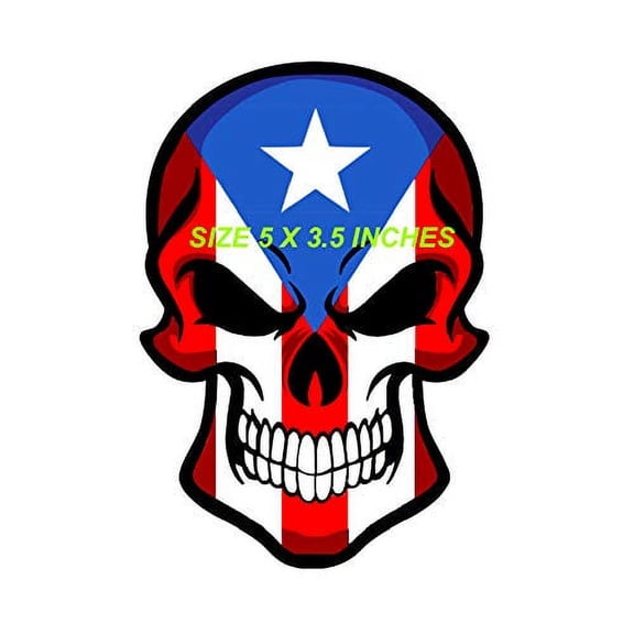 Puerto Rico Flag Stickers (Pack of 2), Vinyl Decal, Puerto Rican Skull, Bandera