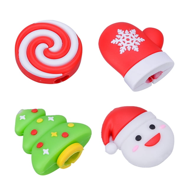 CIMAXIC christmas 4pcs Christmas Theme Cable Sleeve Cable Protective Cover Data Line Protector Phone Accessory,1.18"X1.18"X0.31"