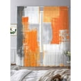 thumbnail image 3 of Orange Grey Sheer Curtains 108 Inches Long 2 Panels Graffiti Abstract Color Block Mottled Texture Light Filtering Semi Sheer Window Curtains Drapes for Bedroom Living Room 52"x108", 3 of 7
