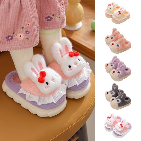 

Children s Cotton Fall/Winter Girls Cute Princess Indoor Household Non Slip Baby Plush Cotton Slippers Beige qILAKOG Size