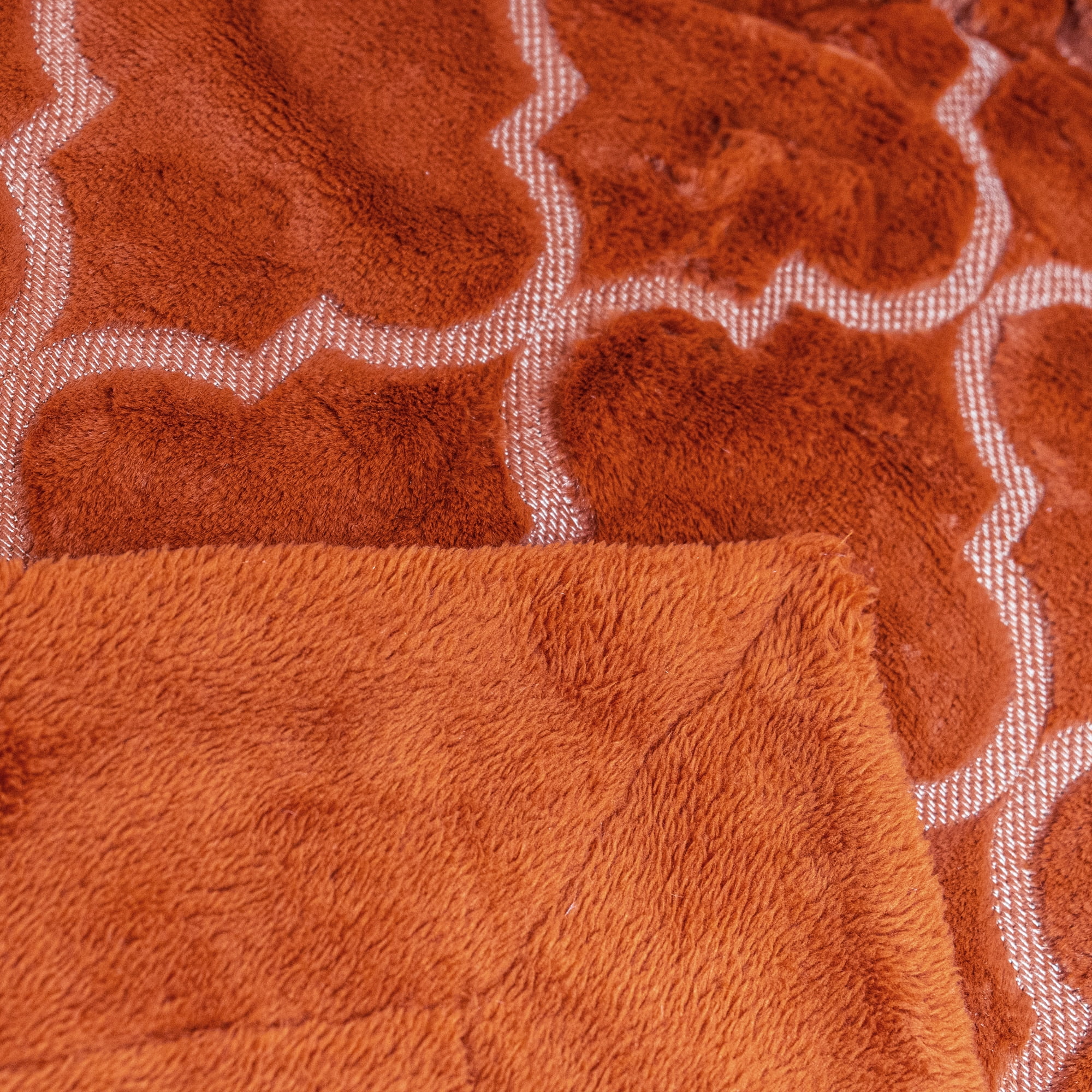 Home Soft Things Ogee Tatami Faux Fur & Pillow Cover Set - Burnt Orange - 50" x 60"/18" x 18"