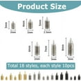 thumbnail image 2 of 180Pcs 6 Sizes Carbon Steel Belt Tip Screws Set Tip Point Screw Assortment Kits Pointed Slot Leather Accessories for Belt Buckle Wallet Handbag Purse, 2 of 6