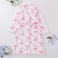 thumbnail image 2 of NAFUU Women's Robes Cute Bow Print Fleece Bathrobe Soft Flannel Winter Robe Lightweight Warm Bathrobes Sleepwear Robes With Pockets Nightwear Fashion Sleepwear, 2 of 9