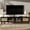 Black, variant on Rattan TV Stand for TVs up to 85, Modern Farmhouse Media Console with Solid Wood Legs, Large Entertainment Center for Living Room, Home Theatre, Black