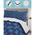 thumbnail image 3 of Quilt King Size Bedding Set, Monstera Leaves Print Reversible Summer Quilt 3 Pieces, Summer Tropical Plants Boho Blue Lightweight Bedspreads Coverlets with 2 Pillow Shams for All Seasons, 3 of 5