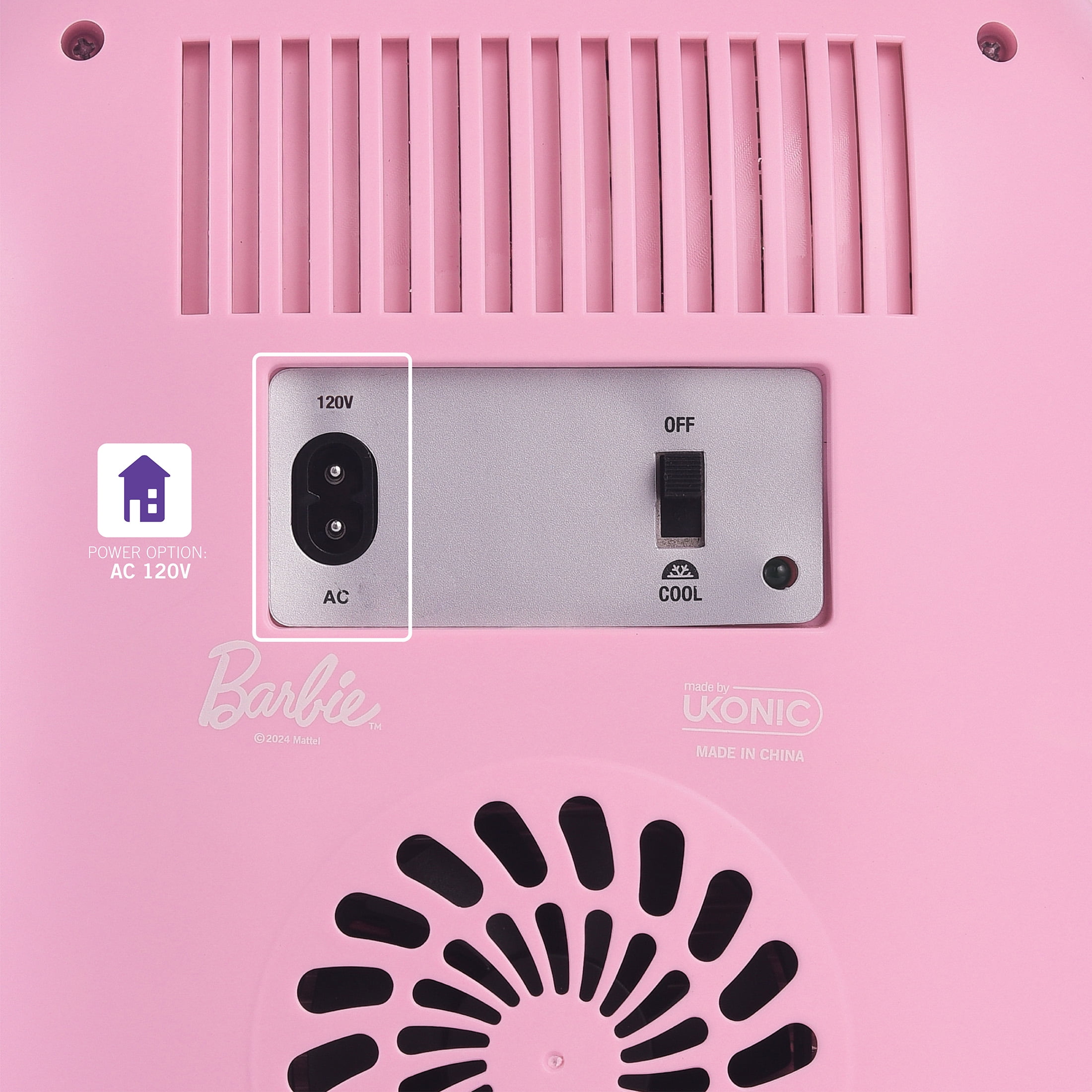 Barbie Hot Pink Malibu 4L Cooler Mini Fridge with Glass Door 6 Can