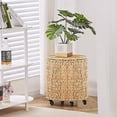 thumbnail image 6 of Wimarsbon Vintage Storage Basket, Multipurpose Rolling Hamper With Brakable Wheels and Lid, Braid Laundry Bin, Handwave Clothes Toy Organizer Tote for Living Room, 6 of 6