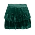 thumbnail image 4 of Ediodpoh Glitter Skirt Sequin Cute High Waist Ruffle Flowy Shiny Mini Skirts for Night Out Club Party Mini Skirts for Women Green M, 4 of 5