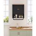 thumbnail image 5 of Bathroom Wall Cabinet, Medicine Cabinet with Open Partition and Towel Bar, Rustic Storage Cabinet with Open and Hidden Storage Space, for Bathroom, Living Room, Kitchen, Black and Walnut, 5 of 17