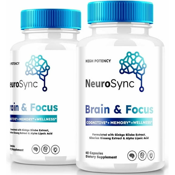 (2 Pack) NeuroSync Brain and Focus Capsules, Neuro Sync Advanced Formula Dietary Supplement Pills for Memory and Cognitive Support, Reviews (120 Capsules)