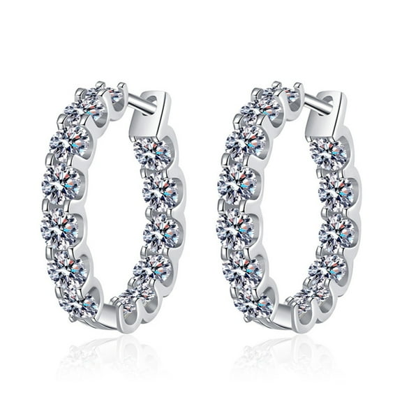 2.6cttw Moissanite Hoop Earrings for Women D Color VVS1 clarity Sterling Silver Diamond Hoop Earrings Moissanite Earrings for Women Men with Certificate