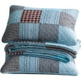 thumbnail image 7 of Chezmoi Collection 3-Piece Cotton Patchwork Quilt Set, Solid Plaid Multi Striped Lightweight Reversible Bedspread Set Queen Size, 7 of 7