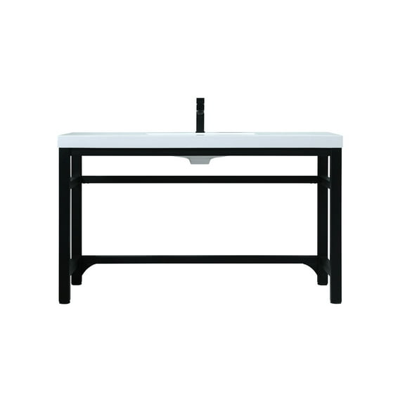 Elegant Kitchen and Bath 54 Inch ADA Compliant SIngle Bathroom Metal Vanity In Black