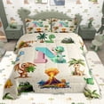 thumbnail image 5 of Erosebridal Cartoon Dinosaur Queen Comforter Set for Kids Boys Girls, Dino Letter N Bedding Comforter Set, Polka Dots Reversible, 3pcs, 5 of 6
