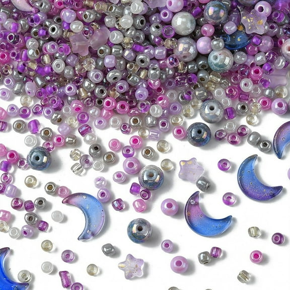 1Bag DIY Jewelry Making Findings Kits Including Glass Beads & Pendants Acrylic Beads Orchid Beads: 2.5~8x4~8.5x4~8.5mm Hole: 1~1.8mm 845pcs; Pendants: 16x11.5x3.2mm Hole: 1.2mm